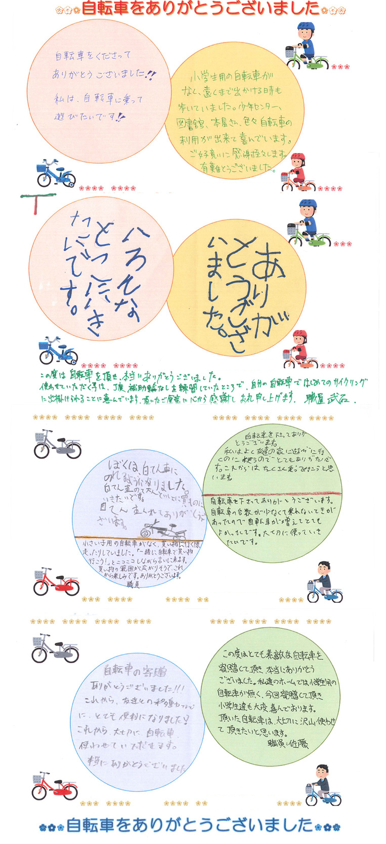 自転車をありがとうございました。